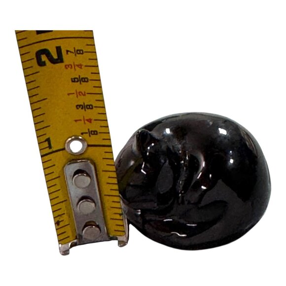 Miniature Mini Black Pottery Sleeping Fox Cat Kitty Acoma Southwest Home Accent - Picture 6 of 6